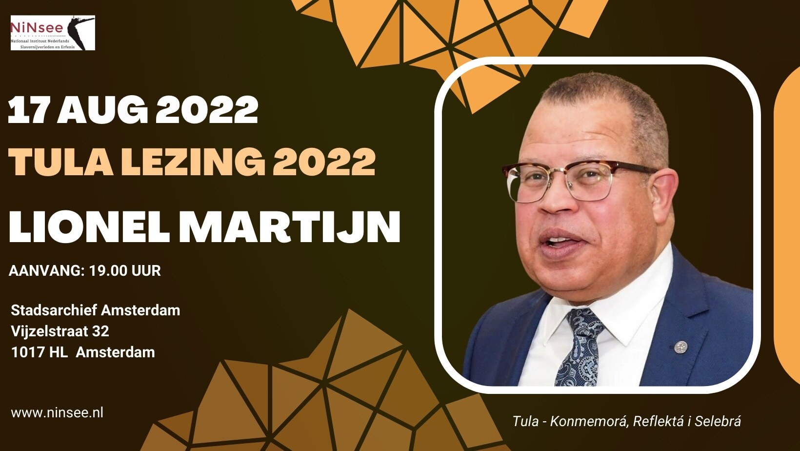 Flyer NiNsee Tula Lezing 2022 Lionel Martijn Ocan Caribisch slavernijverleden eerherstel