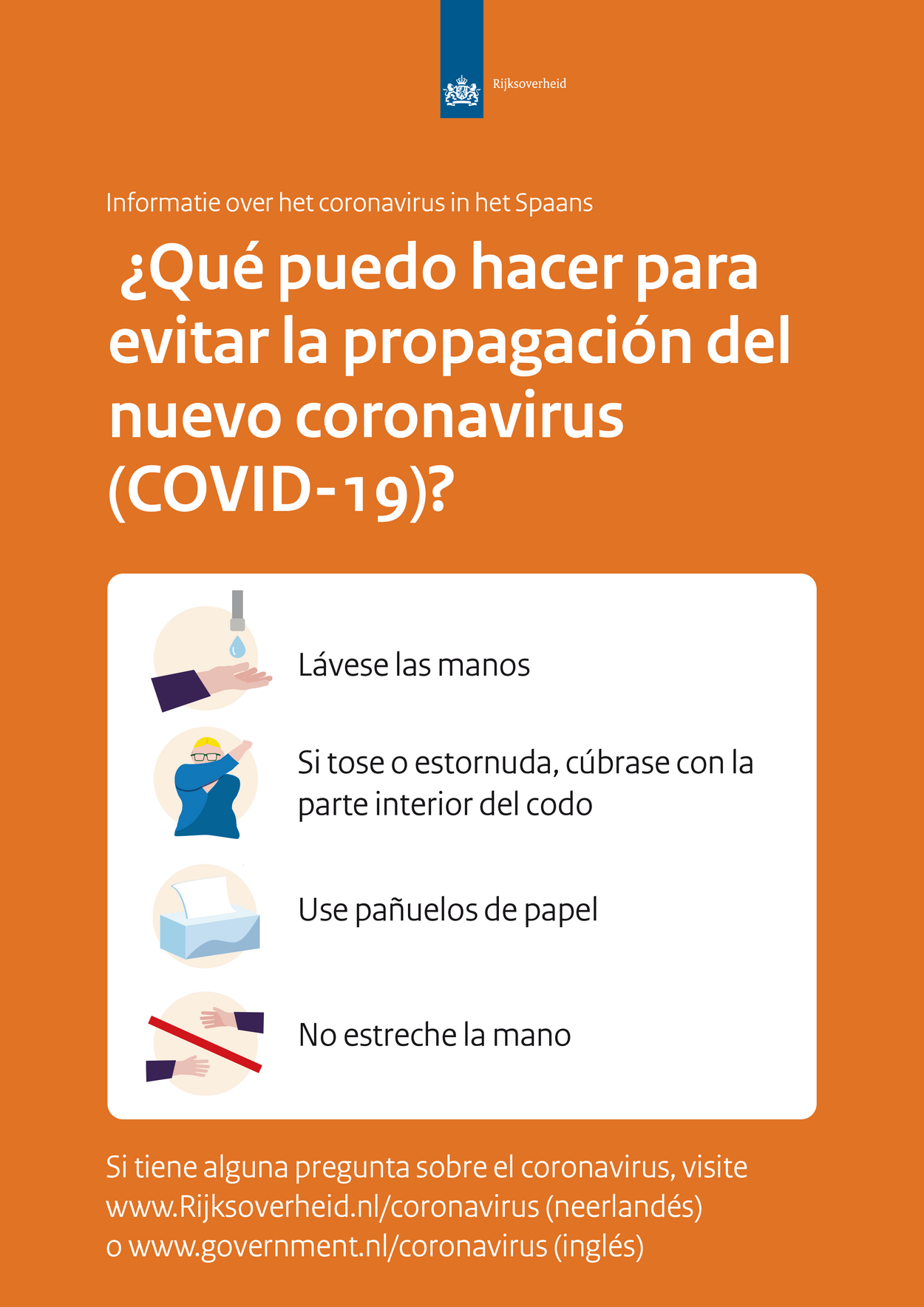 flyer Corona espanol Rijksoverheid Ocan Caribisch