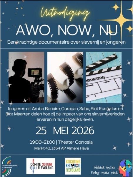 Uitnodiging doc vertoning AWO NOW NU Almere mei 2026 Ocan Caribisch